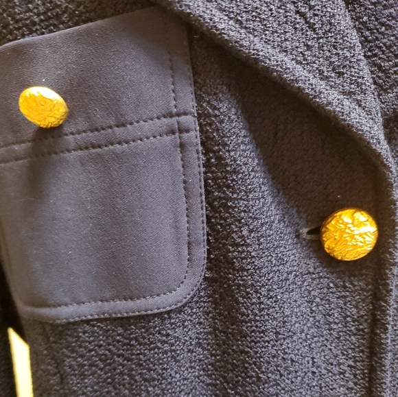 Saint John Dark Blue Sweater / Jacket With Gold Buttons - Picture 6 of 8